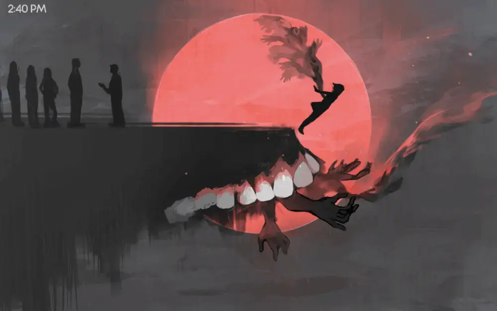Screenshot from Angela He's visual novel you left me
