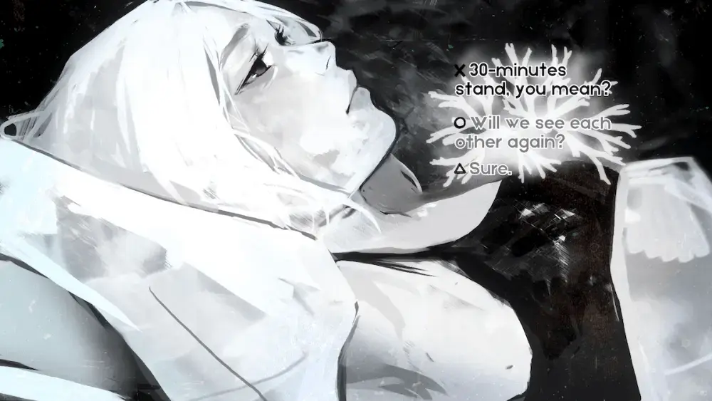 Dialogue and choices in Angela He's visual novel I woke up next to you again