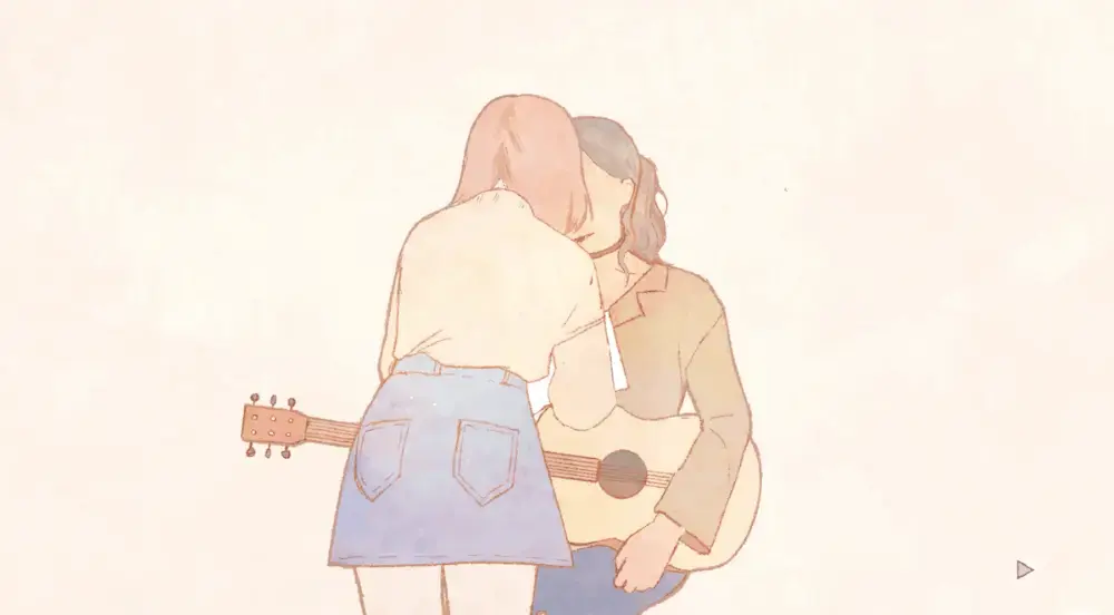 a kiss in Angela He's newest visual novel a new life