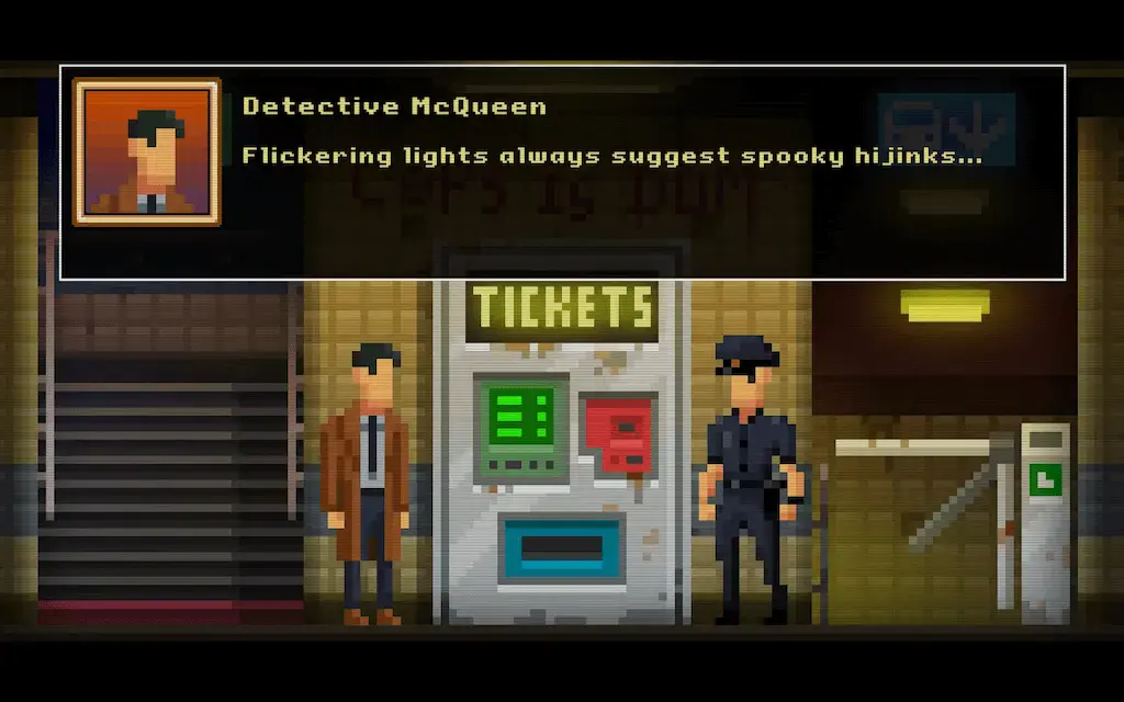 Detective McQueen commenting on the flickering lights