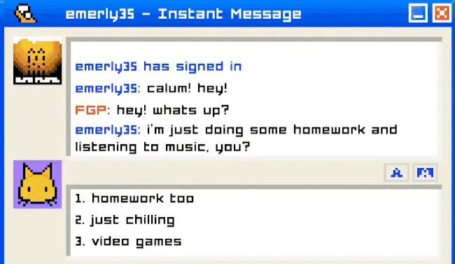 Instant messaging dialogue with response choices