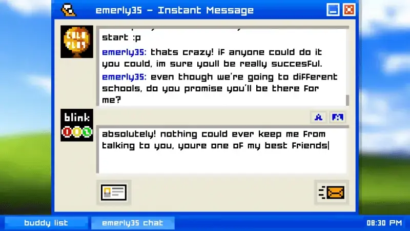 Promises of continued friendship over instant messages