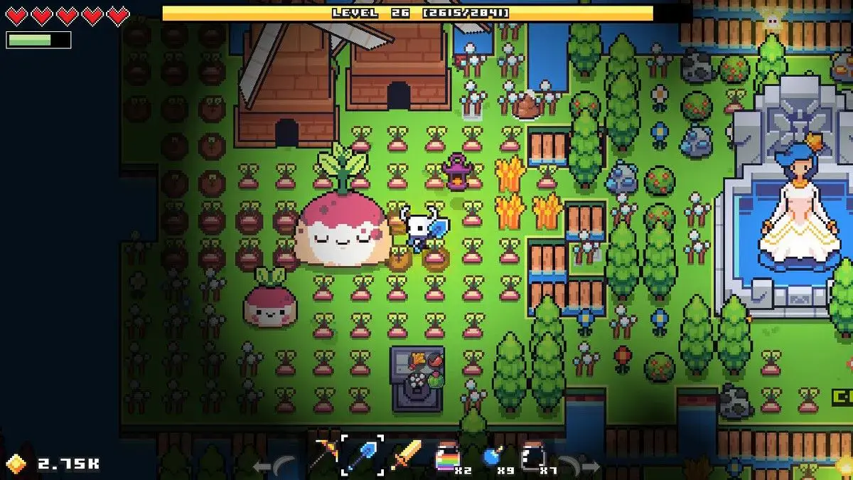 A bigger farm and fairy fountain