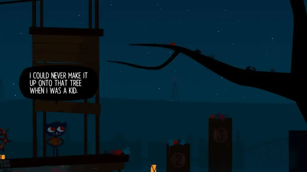 Mae looking at a tree and saying she could never make it up when she was a kid