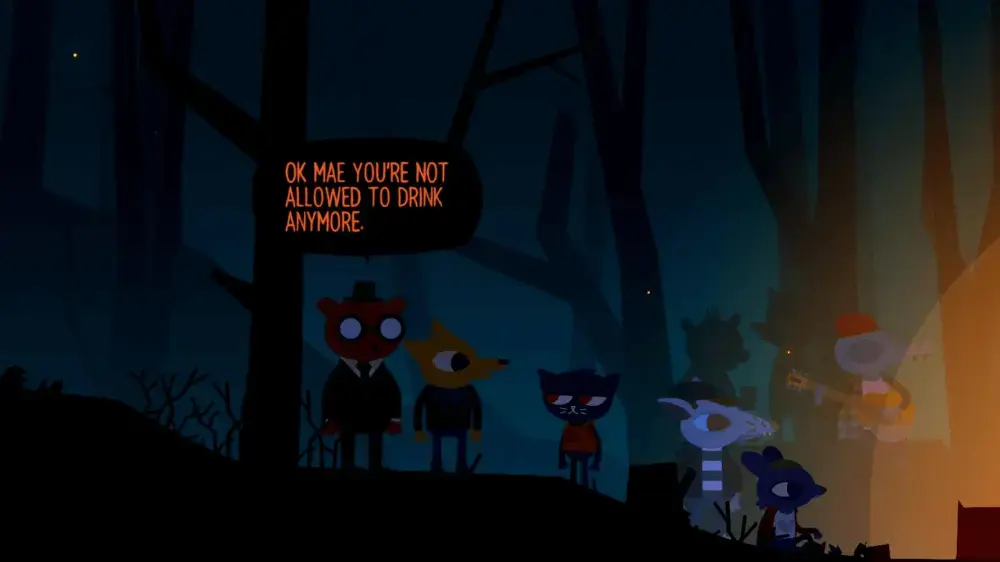 Mae not allowed to drink anymore at the bonfire