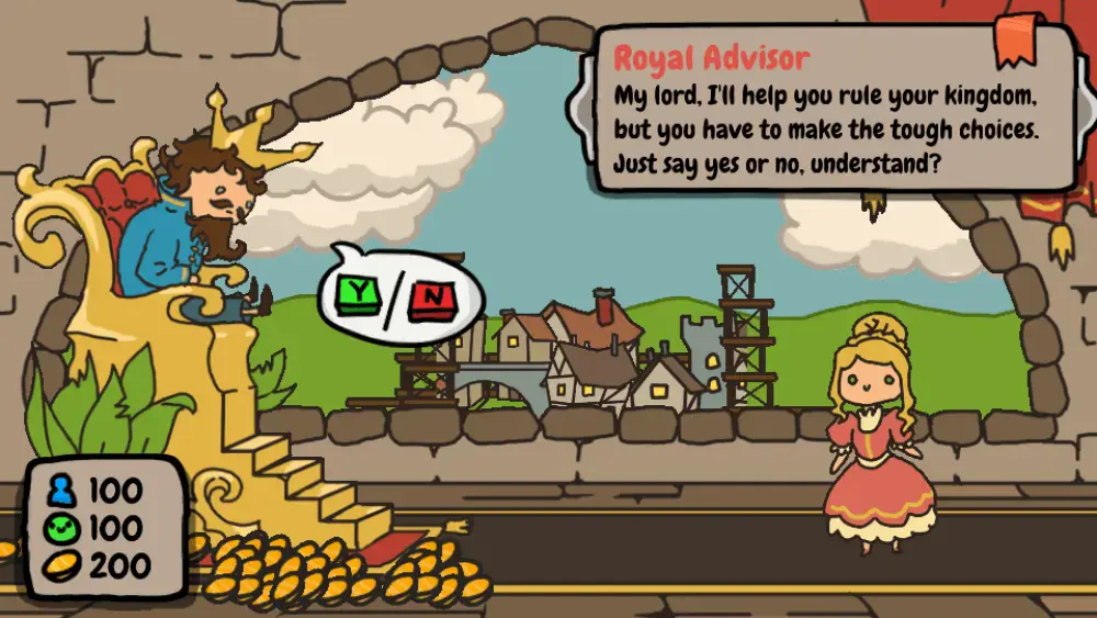 First chat with royal advisor in Sort the Court
