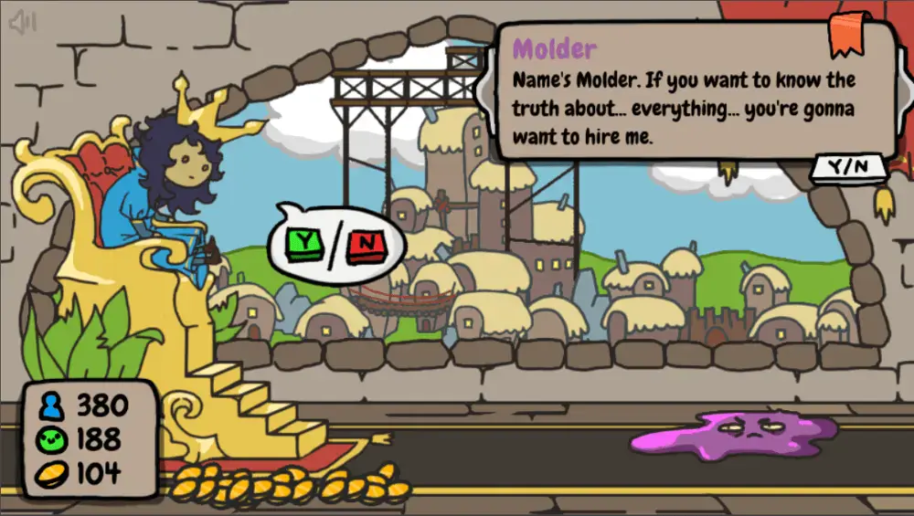 Investigate the truth with a purple blob