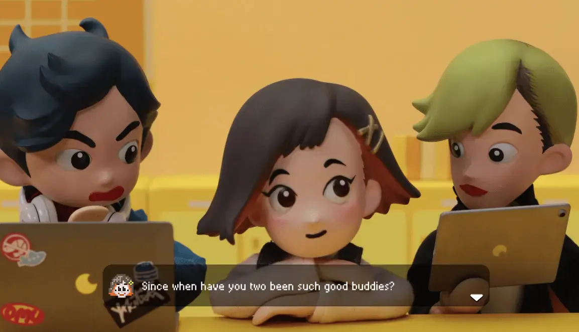 Takeshi and his two supportive friends