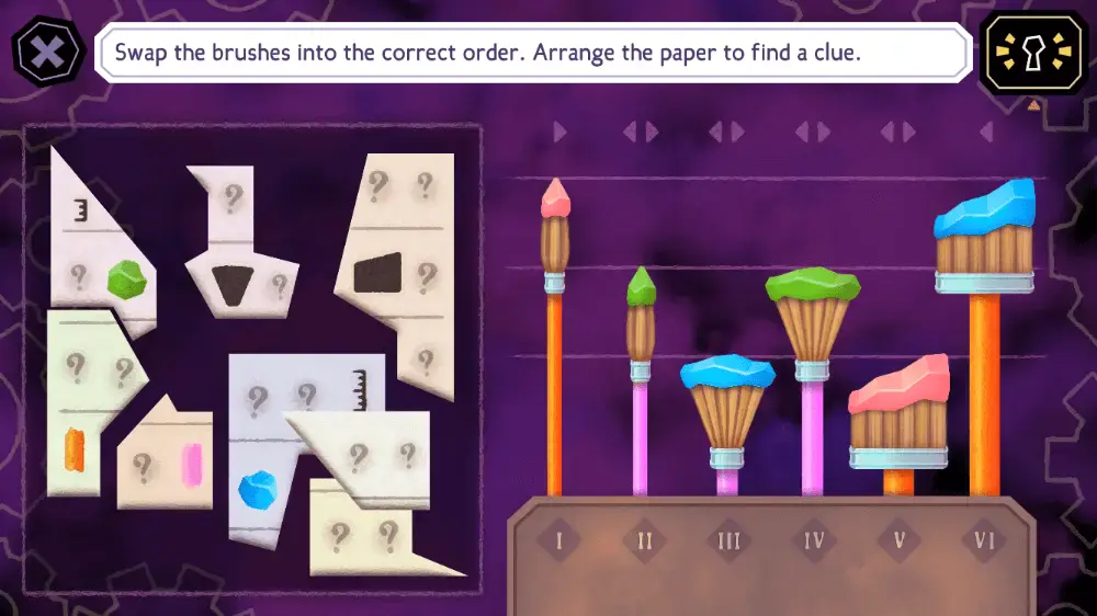 A paint brush reordering puzzle