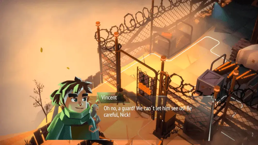 Vincent telling Nick to be careful of the guard